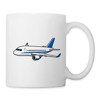 Flugzeug Cartoon Blau Weiß - Tasse - Weiß - Rechts