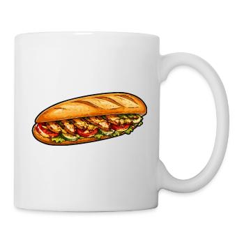 Sandwich baguette fraîchement garni - Mug blanc - blanc - Droite