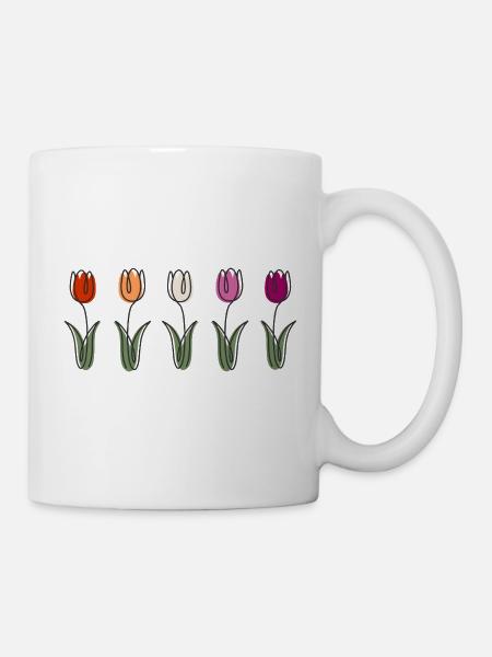 Tulpen in Farbvielfalt Blumendesign - Tasse - Weiß