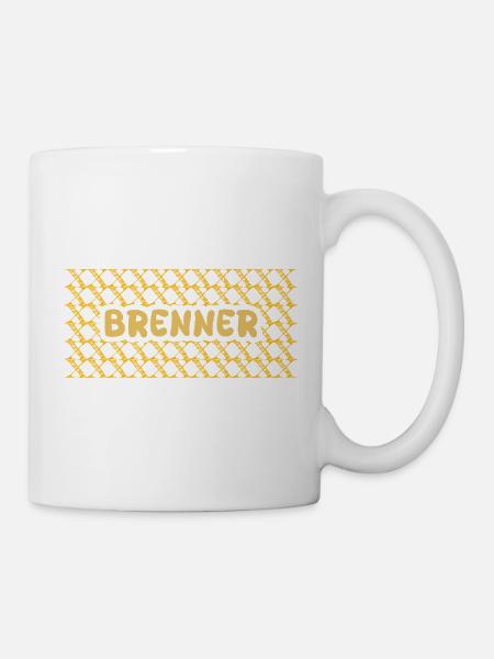 Brenner Gelb Netz Muster - Tasse - Weiß