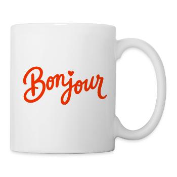 Bonjour with Love Heart in French France - Tasse - Weiß - Rechts