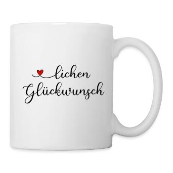 herzlichen Glückwunsch - Tasse - Weiß - Rechts