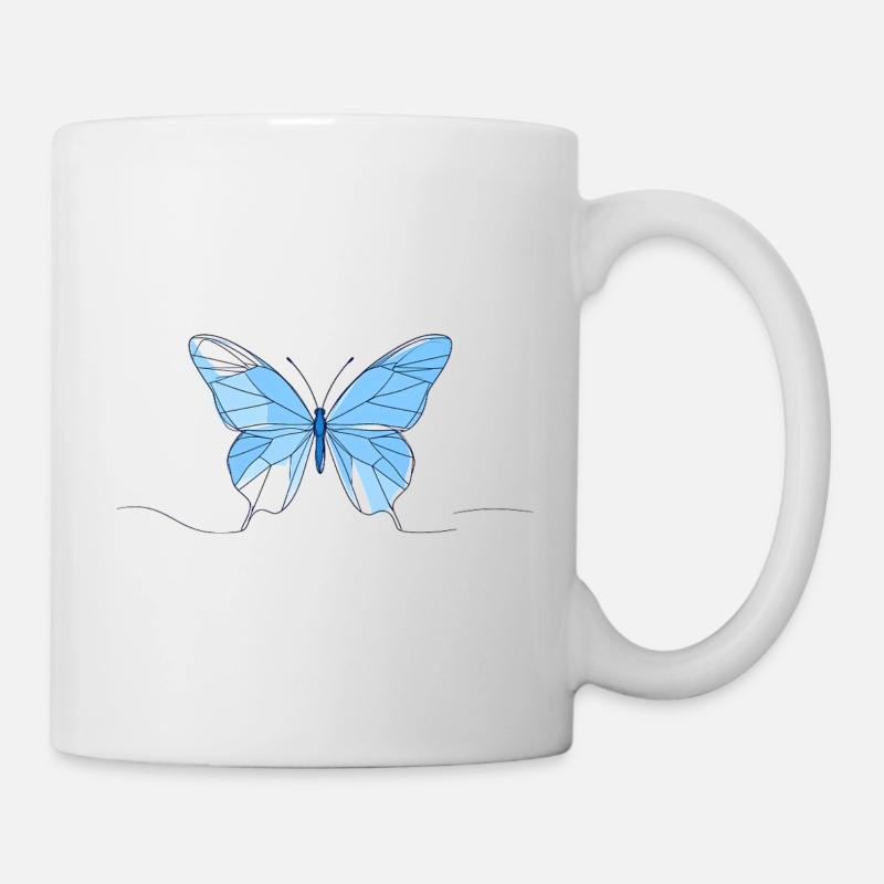 Blue Geometric Butterfly - Mug - white