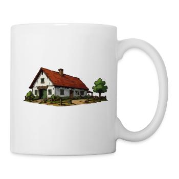 Idyllische Hütte im Landhausstil - Tasse - Weiß - Rechts
