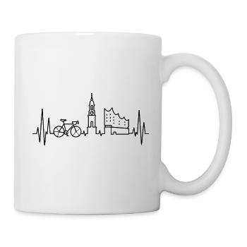 Hamburg Road Bike Heartbeat - Mug - white - Right