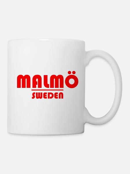 Malmö Schweden Kraftrotes Logo - Tasse - Weiß