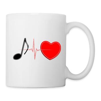 Music Heartbeat Lifeline – Romantisches Musik-T-Shirt - Tasse - Weiß - Rechts