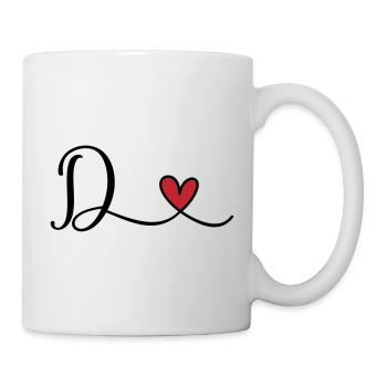 Letter D with heart monogram - Mug - white - Right