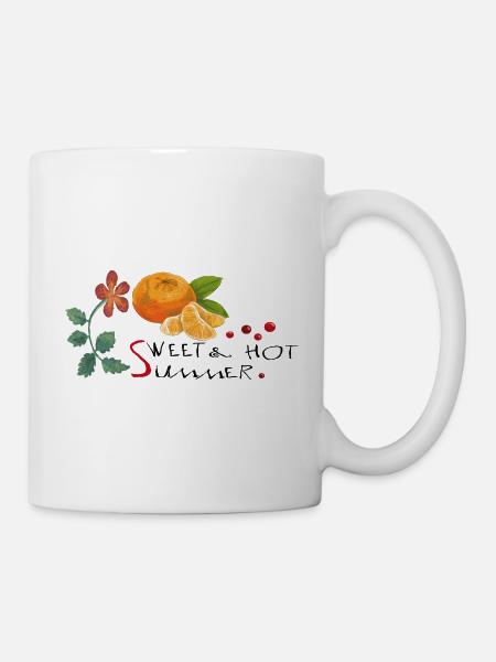 Zitrusfrucht Blüten Ornament - Tasse - Weiß