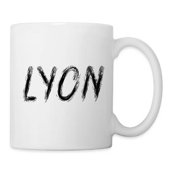 Lyon en lettres brush noir - Mug blanc - blanc - Droite