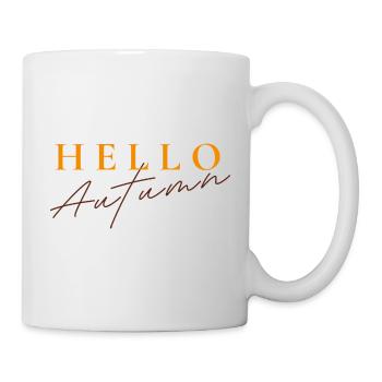 Hello Autumn | Moderner Herbst Spruch - Tasse - Weiß - Rechts