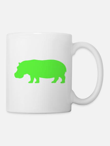 Nilpferd Silhouette Leuchtend Grün - Tasse - Weiß