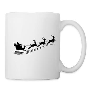 Weihnachtsmann Schlitten Rentiere - Tasse - Weiß - Rechts