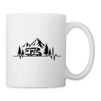 Camping amoureux avec battement de cœur et camping-car - Mug blanc - blanc - Droite