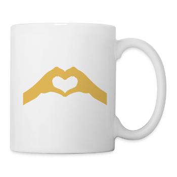 Herz Hände Silhouette - Tasse - Weiß - Rechts