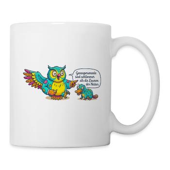 Bunte Eulenfreundschaft Szene - Tasse - Weiß - Rechts