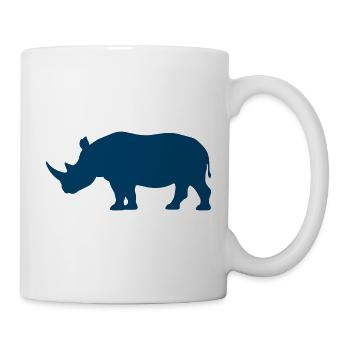 Rhinoceros silhouette in deep blue - Mug - white - Right