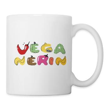 Vegan  Bunte Gemüsebuchstaben - Tasse - Weiß - Rechts