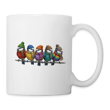 Blaumeisen mit Strickschals Winter Weihnachten - Tasse - Weiß - Rechts