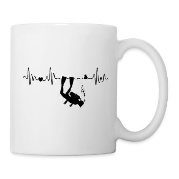 Tauchen im Meer Mit Möwe Herzschlag Taucher - Tasse - Weiß - Rechts