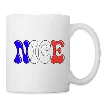 Schöne, bunte Buchstaben platzen auf - Tasse - Weiß - Rechts