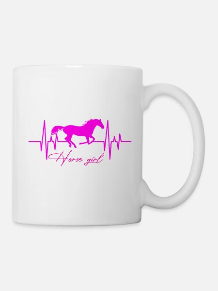 Pferd Herzschlag Mädchen - Tasse - Weiß