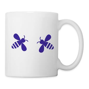 Zwei symmetrie Bienen in Lila - Tasse - Weiß - Rechts