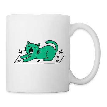 Gaehnende Katze Yoga Grafik - Tasse - Weiß - Rechts