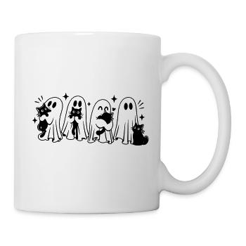 Halloween Geister mit schwarzen Katzen - Tasse - Weiß - Rechts