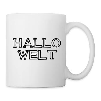 Hallo Welt Schriftzug handgezeichnet - Tasse - Weiß - Rechts