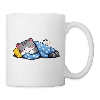 Polka Dot Kätzchen-Traumschlaf - Tasse - Weiß - Rechts