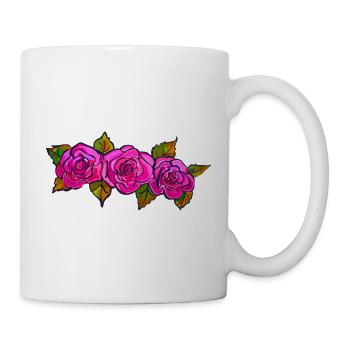 Magenta Rosenblüten Girlande - Tasse - Weiß - Rechts