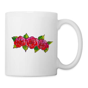 Knallige Rosenfront im Cartoonstil - Tasse - Weiß - Rechts