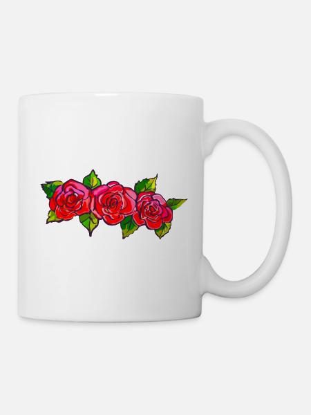 Rosenband im Pinkrot-Design - Tasse - Weiß