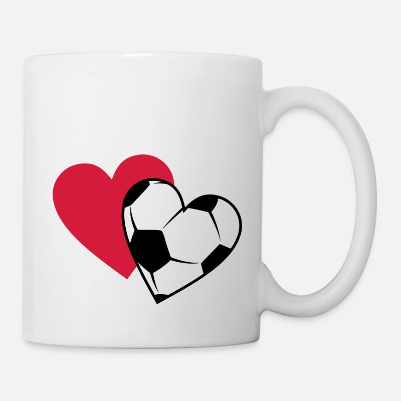 coeurs de football, couleur au choix - Mug blanc - blanc