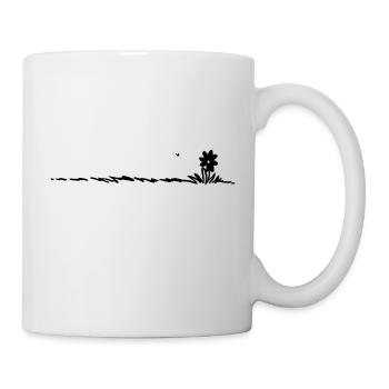 Cartoon Flower on grass - Tasse - Weiß - Rechts
