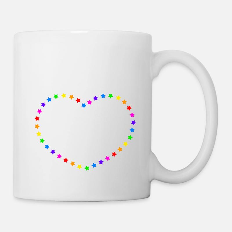 Regenbogen Herz - Tasse - Weiß