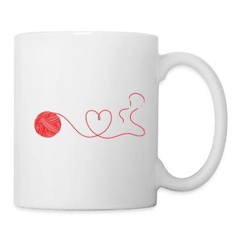 Stricken macht glücklich - Tasse - Weiß - Rechts