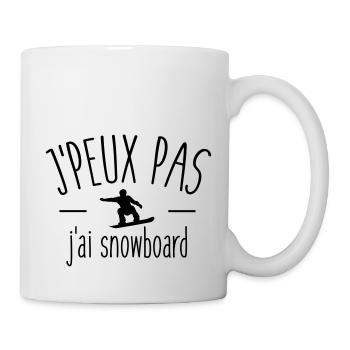 Je peux pas j'ai snowboard - Mug blanc - blanc - Droite