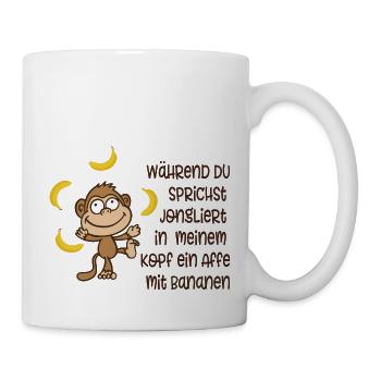 Affe mit Bananen - Tasse - Weiß - Rechts