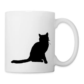 Vektor Katze Silhouette - Tasse - Weiß - Rechts
