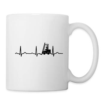 EKG HERZSCHLAG GABELSTAPLER schwarz - Tasse - Weiß - Rechts