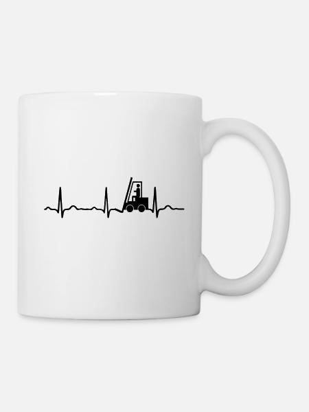 ECG HEARTBEAT CHARIOT noir - Mug blanc - blanc