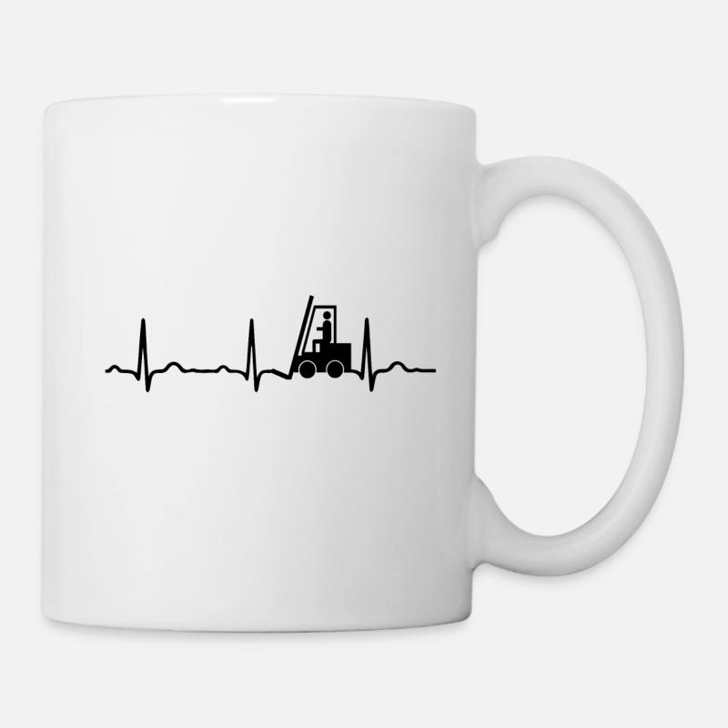 ECG HEARTBEAT CHARIOT noir - Mug blanc - blanc