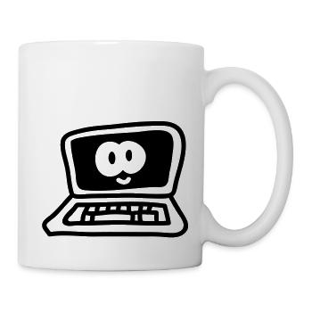 laptop - line - Tasse - Weiß - Rechts