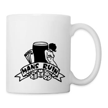 1 colour - mans ruin pin up girl sex drugs rock n - Tasse - Weiß - Rechts
