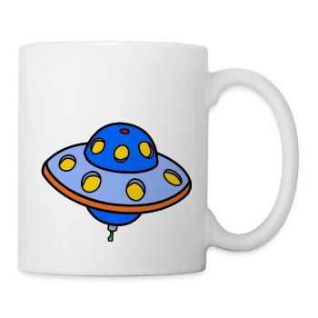 Alien fliegende Untertasse - Tasse - Weiß - Rechts