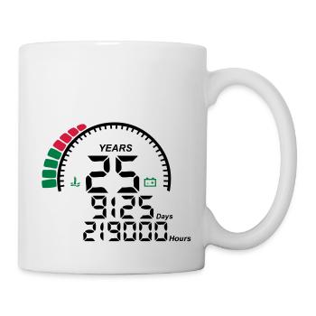 Jahre 25 Jahre Jubiläum Meter - Tasse - Weiß - Rechts