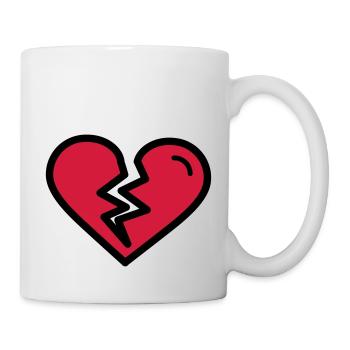 Gebrochenes Herz, Herzschmerzunglücklich verliebt - Tasse - Weiß - Rechts