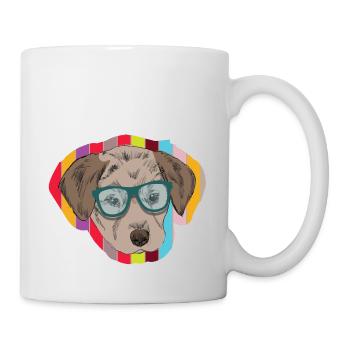 Nerd dog as a hipster with glasses - Mug - white - Right